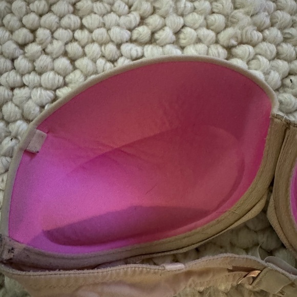 PINK Victoria's Secret Vibrant Pink and Tan Strapless Bra - Picture 3 of 5